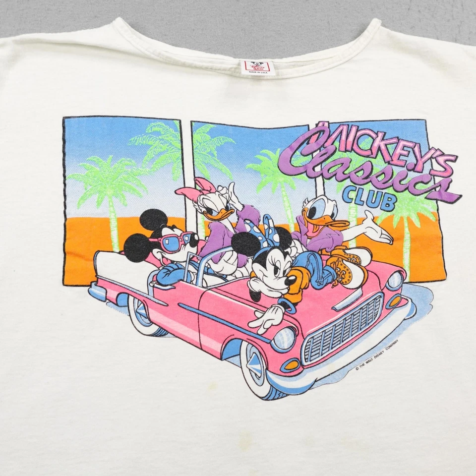 Винтажная женская рубашка Disney XL увеличенный укороченный топ Mickey Mouse классика 90-х - Изображение 2 из 4