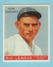 1933 Goudey Baseball Reprint # 91 Tom Zachary -- Boston Braves --Box 741