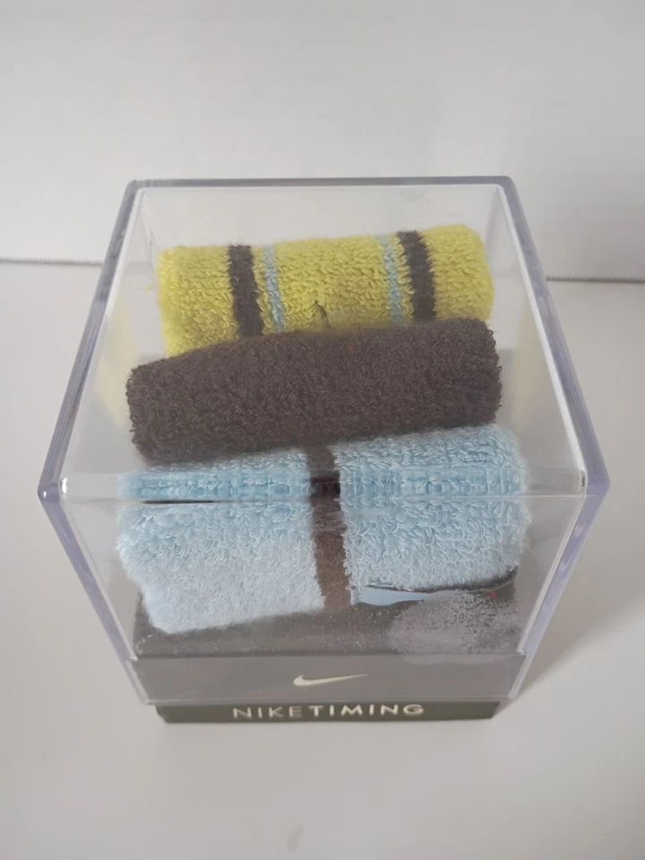 Vintage Nike Timing Watch Terry Cloth Cuffs Wristbands yellow,brown,blue - Image 3 of 4