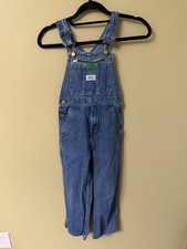 Liberty Kids Blue Denim Bib Overalls Green Zipper Pocket Size 8R