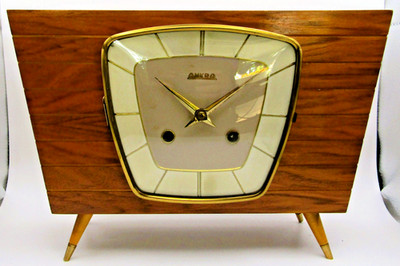 1960s Ankra Hermle Germany Mechanical Wood Table Clock
