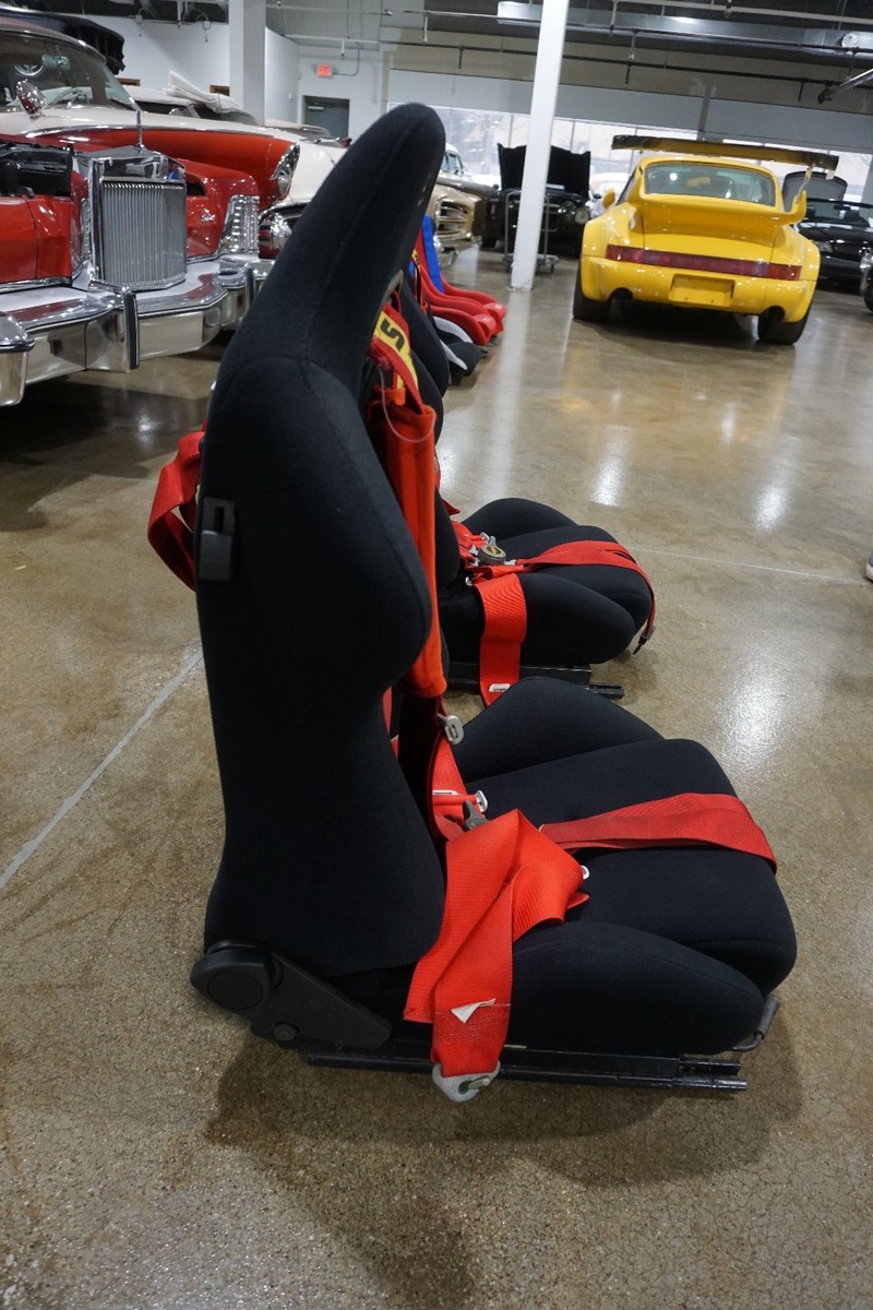 Pair Vintage Recline Recaro Black Racing Seats w/ Red Sabelt