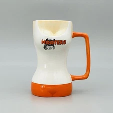 HOOTERS 3-D Mug Cup Bust-Shaped Curvy Full Body Orange White Tank Top Man Cave