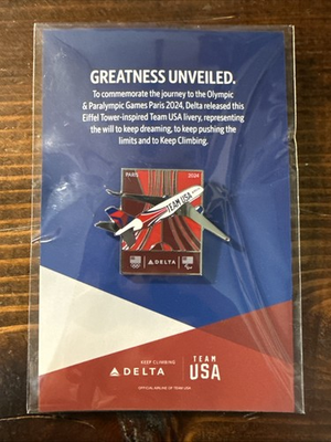 #ad Delta Air Lines Team USA Paris 2024 Olympics Airplane Livery Collectible Pin $14.89