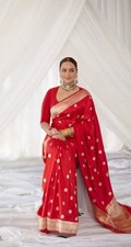Women's Woven Design Banarasi Style Soft Lichi Silk Saree With Blouse Piece