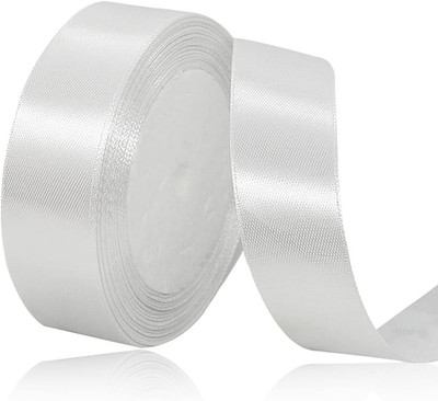 Solid Color White Satin Ribbon, 1 Inches X 25 Yards Fabric Satin Ribbon for Gift