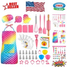 54-Piece Kids Cooking Set with Rainbow Apron  Chef Hat - Perfect Baking Gift 