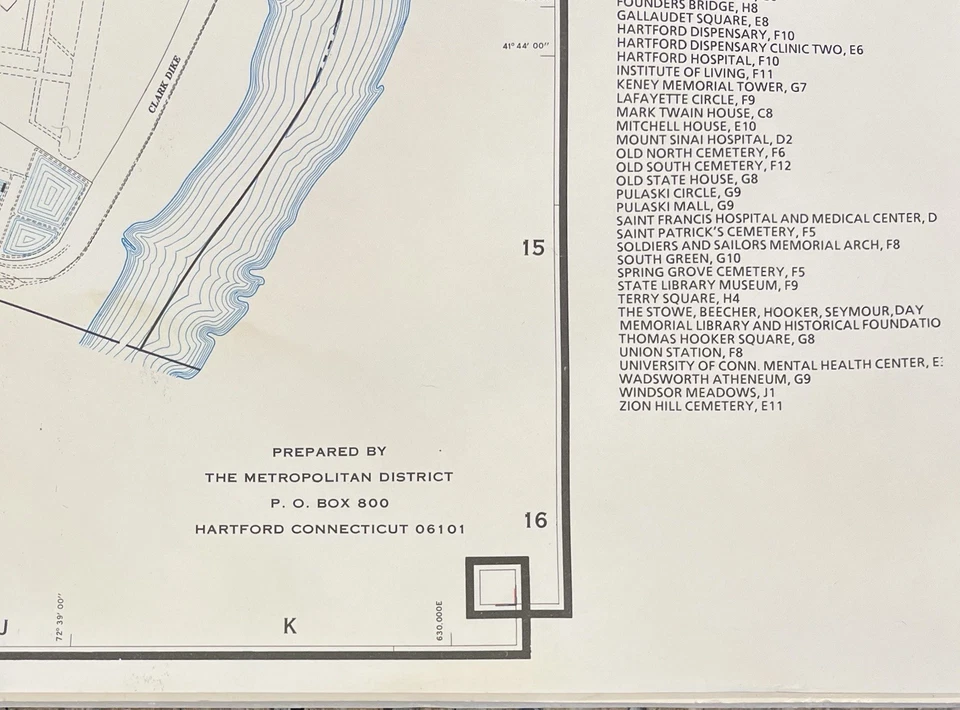 Mapa del sistema de distribución de agua MDC vintage 1991 de Hartford, Connecticut Foto 4 de 4