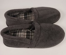 Unbranded Men's Slippers Sz M 9-10 Plaid White/Black Inside Gray Fleece Outside