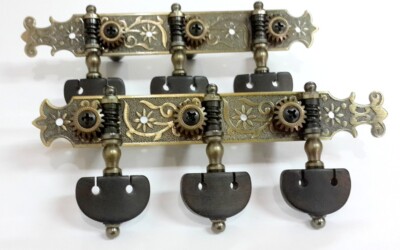 Classical Guitar Machine Head Antique Brass Color Ebony wood Button 200AB-E6