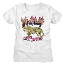 Camiseta para mujer Def Leppard Love Bites banda de música rock concierto top blanca