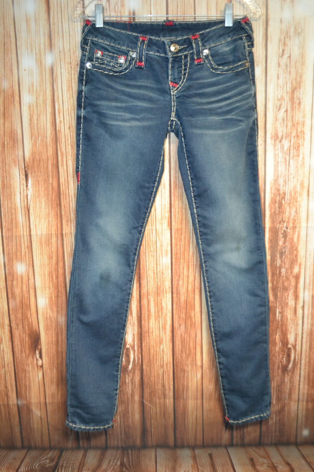 True Religion Women's Skinny No Pocket Flaps Thick Stitch Jeans Sz 26x31 thumbnail 4