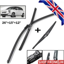 For Fiat 500L 2012-2020 26"15"12" Front & Rear Windscreen Wiper Blades Set 3X