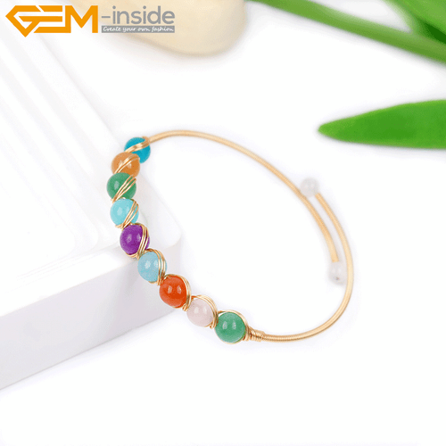 Gold Filled Chakras Quartz Jade Stone Jewelry Handmade Adjustable Bracelet Gift - Picture 54 of 133