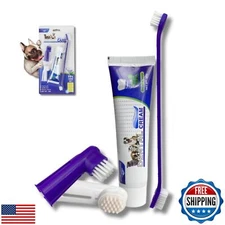 Pet Dog Dental Care Fresh Breath Kit with Dog Toothpaste, Dog Toothbrush and 