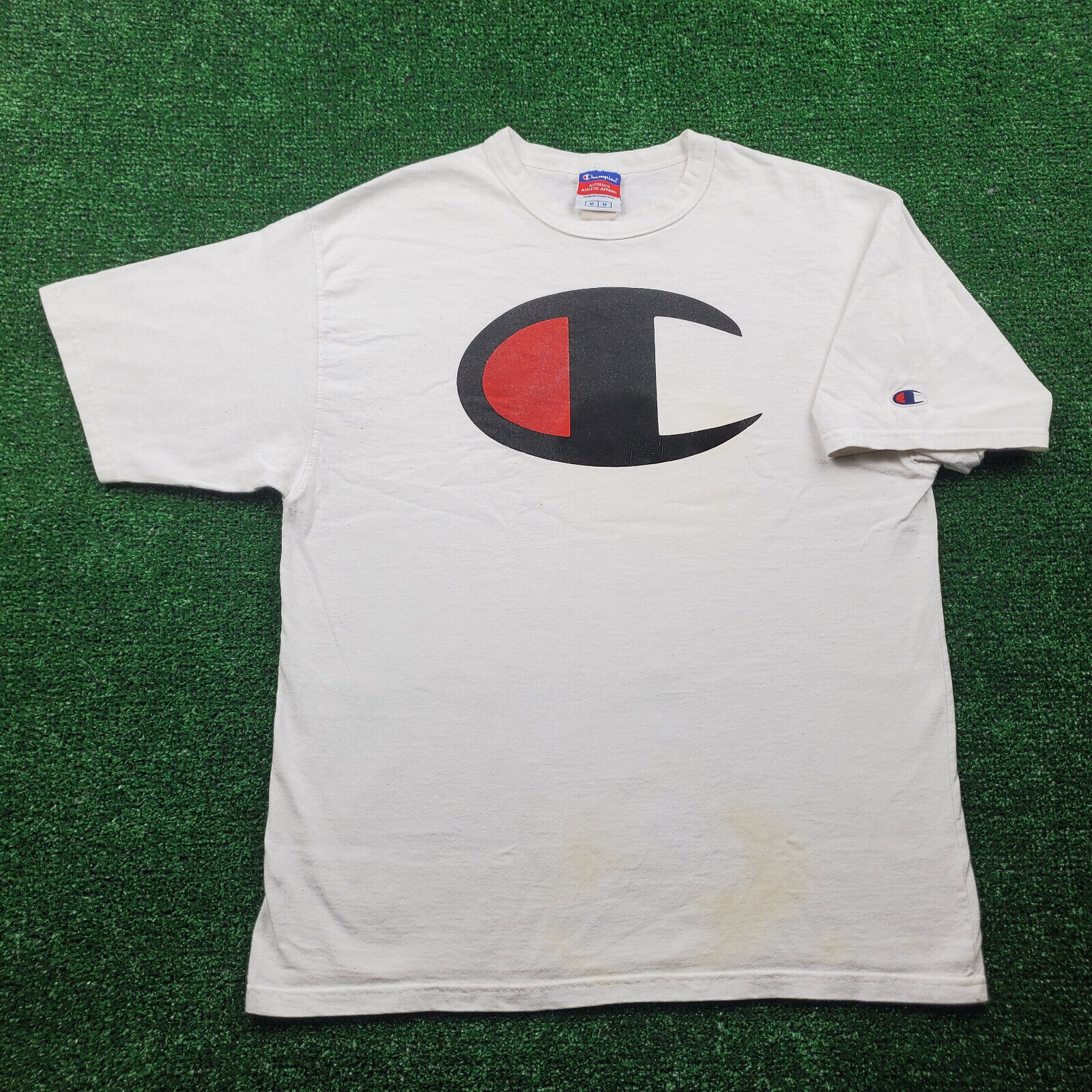Vintage Champion Shirt Mens M White Blue Red C Lo… - image 2