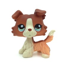 #1542 Littlest Pet Shop Red Brown Collie Dog Puppy Blue Eyes Figure LPS Toy