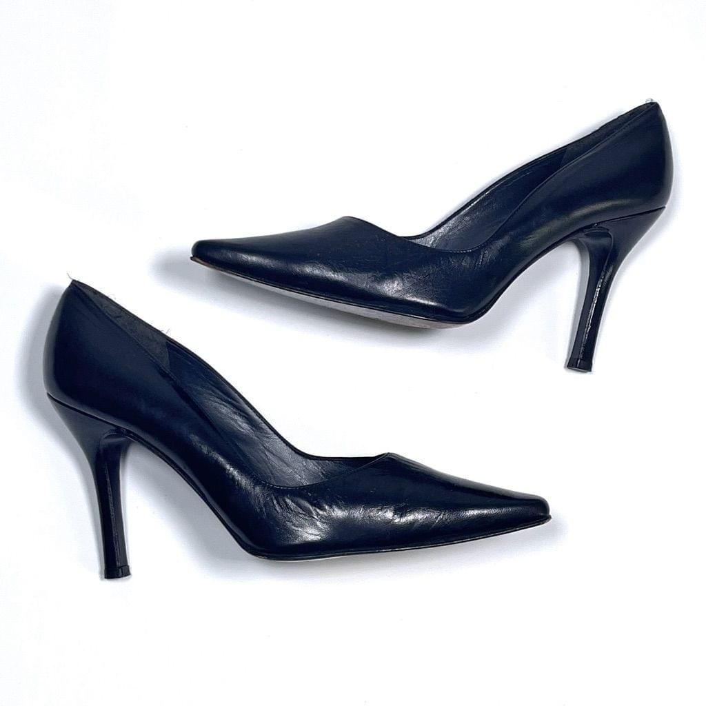 Stiletto Heels Black Patent Pointed Toe Heels Stuart  Stuart Weitzman Black Leather Pointed Toe Pumps Quiet Luxury Heels 7 main image 1