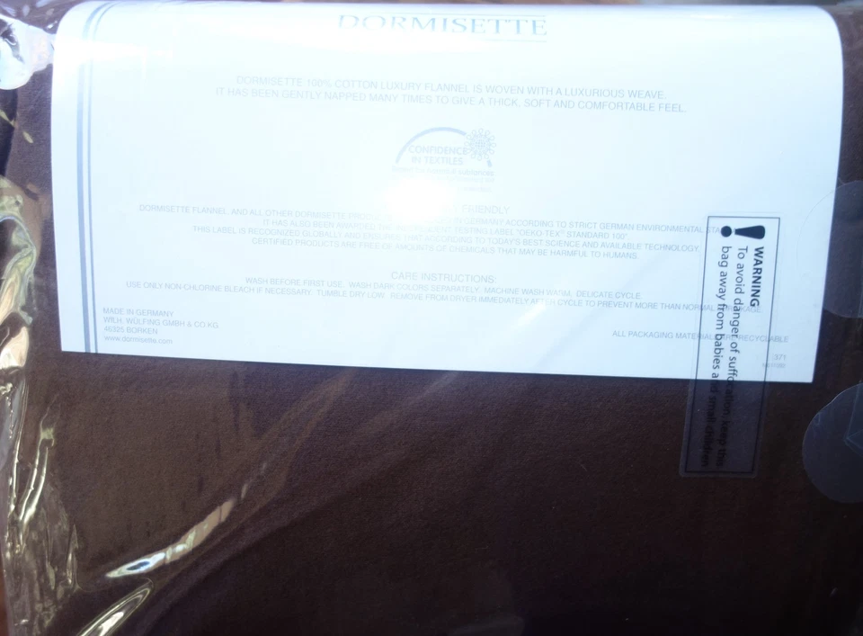 DORMISETTE GERMAN LUXURY Cotton FLANNEL 3PC QUEEN DUVET COVER SET chocolate NEW - Image 2 of 2