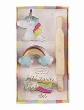 Mud Pie Unicorn Cookie Cutters  Rolling Pin 4 Piece Boxed Cooking Set