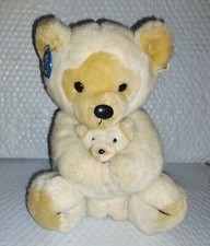 Dakin MAMA  BABY BEAR Cream 11in Soft Plush Tan Muzzle Feet Ears All Tags 1986