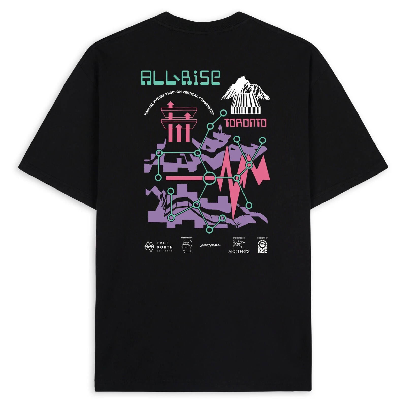 ARC'TERYX T shirt Brain Dead x Arcteryx All Rise Toronto nera XL NUOVA sigillata