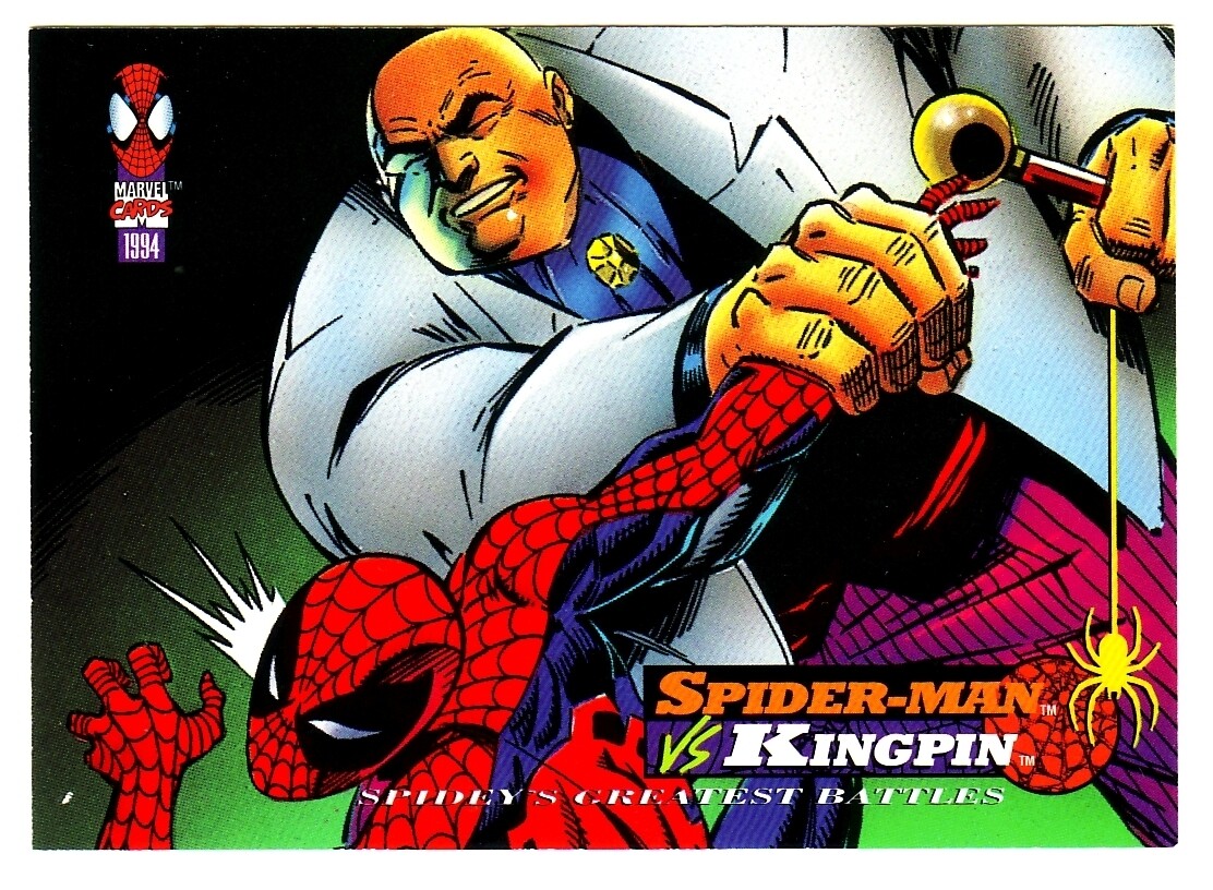 1994 FLEER AMAZING SPIDER-MAN BASE CARD 111 SPIDER-MAN VS. KINGPIN