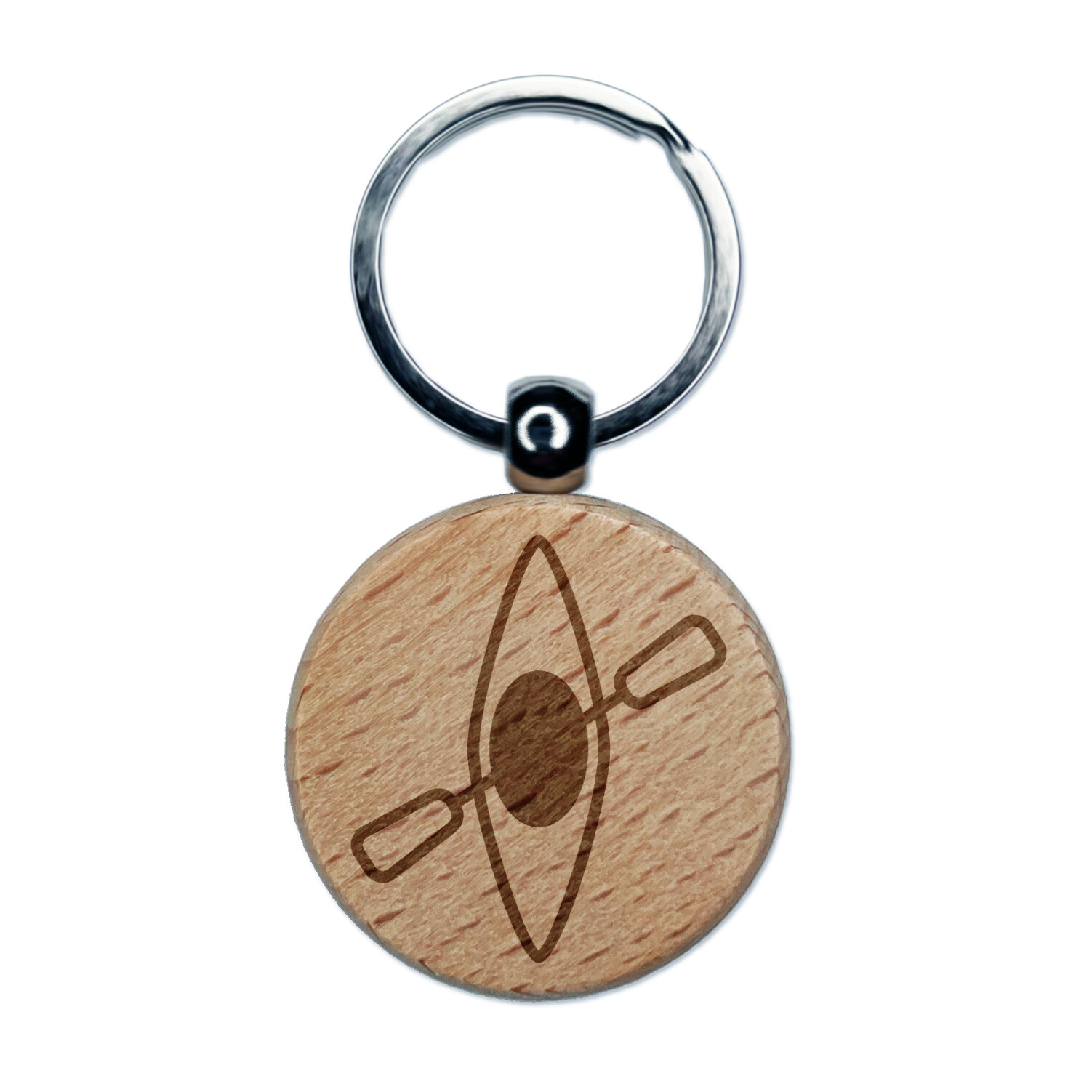 Engraved Wood Kayak Keychain with Paddle Charm