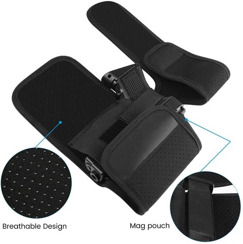 Tactical Ankle Holster Right Hand Neoprene Pistol Holster with Magazine Holder - Picture 2 of 7