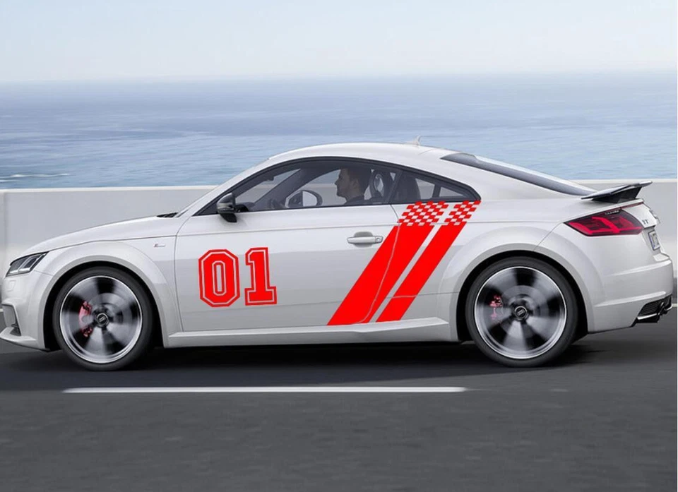 Graphic Racing Stripe Car Sticker For AUDI TT TTS RS COUPE Side Door Vinyl Decal Foto 4 de 4