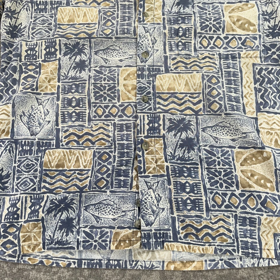 Camisa Hawaiana Campia Moda De Colección Para Hombre Mediana M Azul Pez Tapa Estampado Tiki Años 90 Foto 3 de 4