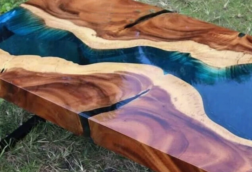 Epoxy Outdoor Dining Table Top Handmade Rectangle Shape Custom Home Decor - Image 3 of 4