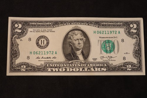 [JUNE 21, 1972] TWO DOLLAR FANCY BIRTHDAY NOTE  SN  H 06211972 A - Picture 2 of 3