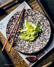 Set of 4 Japanese Dessert Side Starter Salad dishes Plate Porcelain handmade