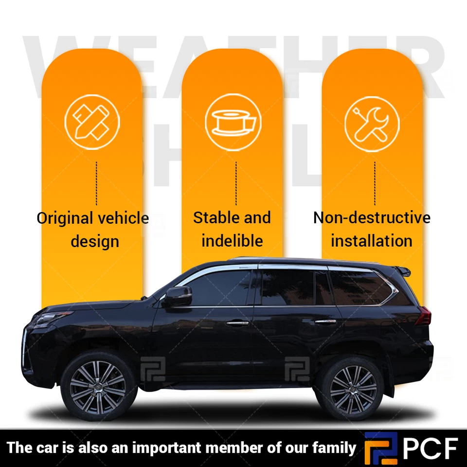 Deflector protectores de lluvia de ventilación visera de ventana cromada 6 piezas para Lexus LX570 2016-21 2020 Foto 4 de 4