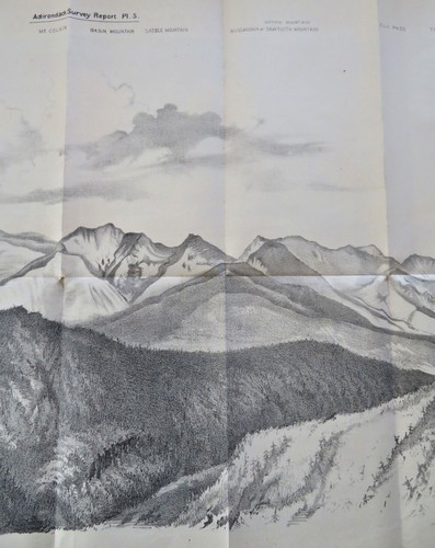 Adirondack Mountains Mt. Redfield Skylight Saddle Mountain 1873 panoramic view - Picture 4 of 6