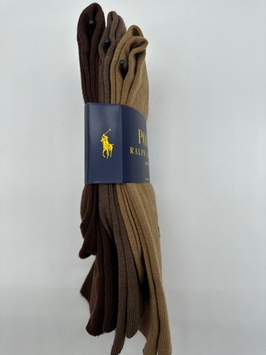 NEW 3 PAIRS MENS POLO RALPH LAUREN CREW DRESS SOCKS SIZE 10-13 BLACK/BROWN/NAVY - Picture 3 of 23
