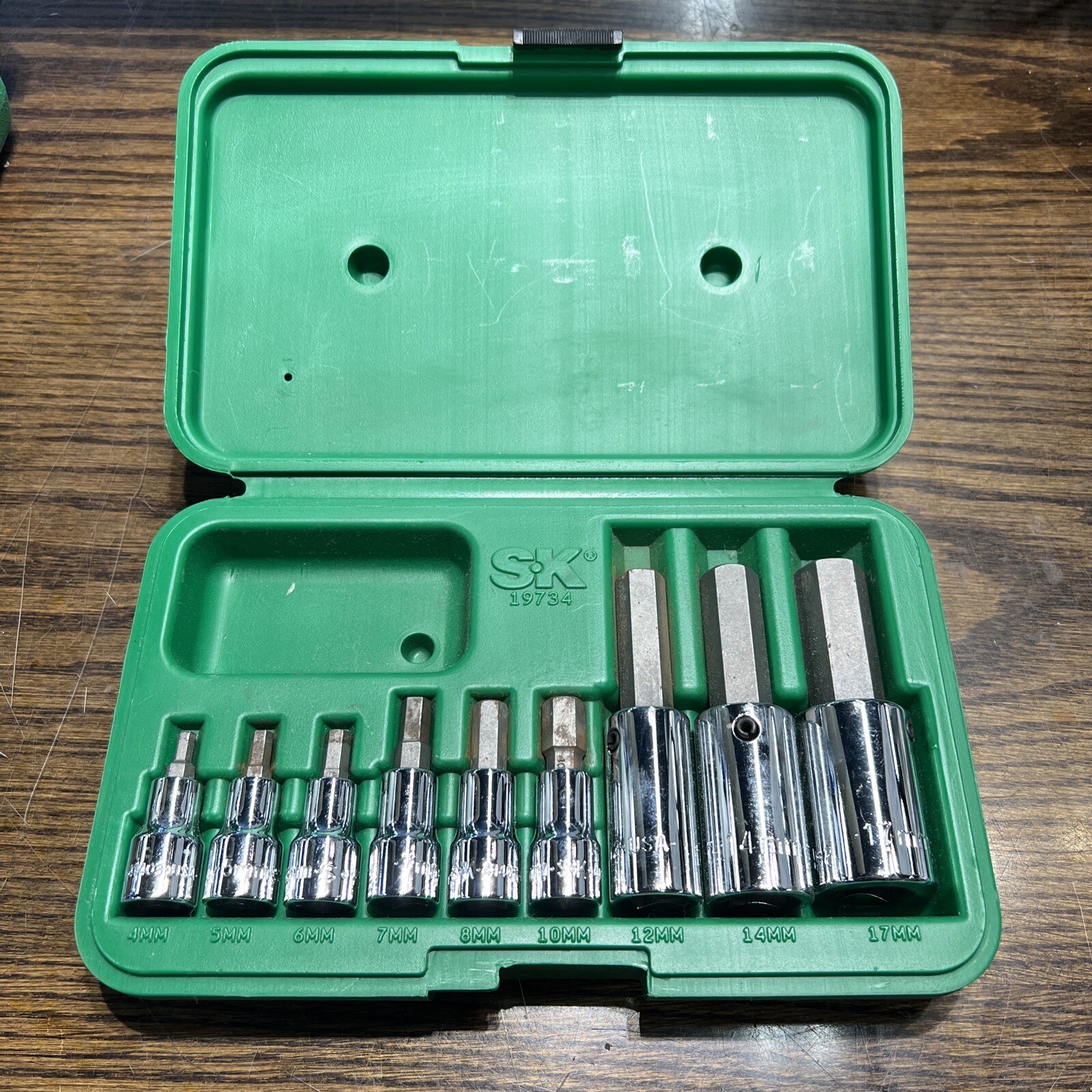 SK Tools 19734 9 pc METRIC Hex head socket set 3/8" & 1/2" drive 4mm