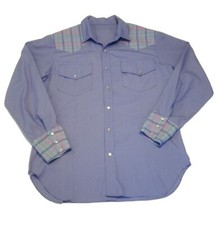 Vintage 1960's Western Pearl Snap Pastel Button Down Shirt Mens M/L