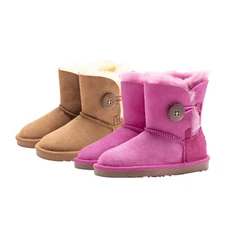 UGG Boots 100% Australian Premium Sheepskin Wool Children Kids One Button Boots 