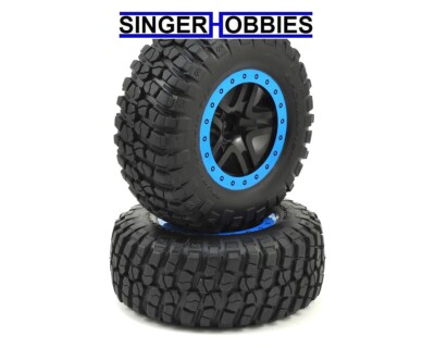 Traxxas 5885A Tires & Wheels Assembled SCT Split Spoke Blue Beadlock KM2 TRA1