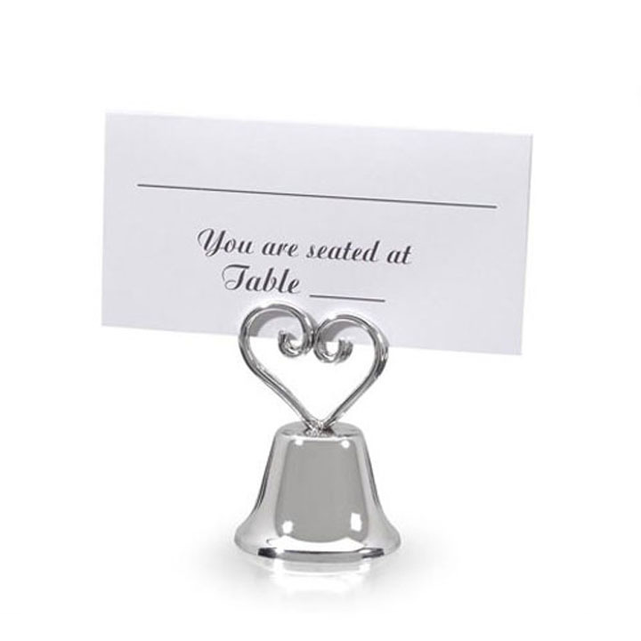 SET OF 12 HEART BELL PLACE CARD HOLDERS KISSING BELL FAVORS BY VICTORIA