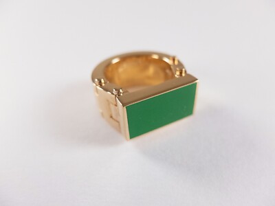 BOTTEGA VENETA Bolt green & gold plated silver chunky ring 7