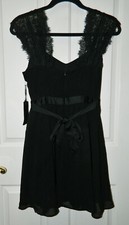 NWT FOREVER 21 juniors women's Black LACE SLEEVES DRESS* S
