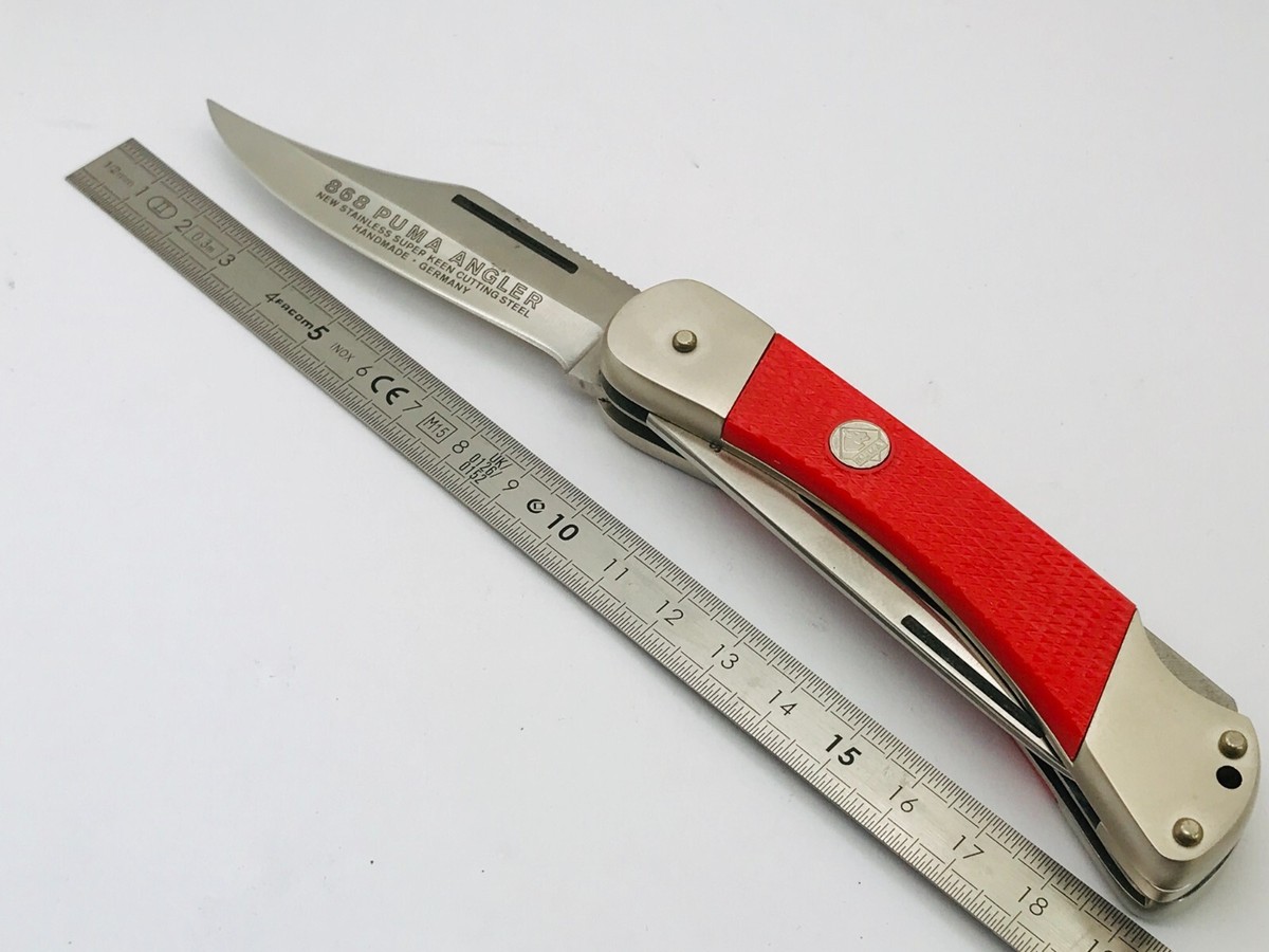 VINTAGE 1978 Puma 868 Angler (Fishing) Knife With Red/orange