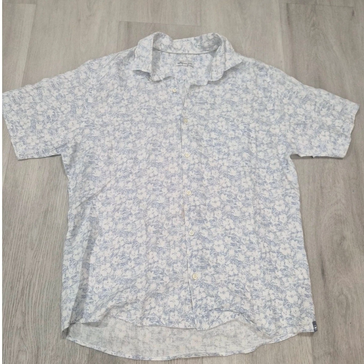 Peter Millar Blue/White Floral Casual Dress Shirt Size Large
