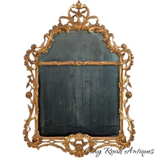 Antique Rococo revival gilt carved wood mirror louis french large ornate hall