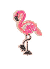 Pink Flamingo Sequin Summer Travel Wildlife Patch, Iron On/Sew On