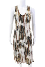 Viereck Womens Scoop Neck Sleeveless Tie Dye Print Sundress Brown Multi Size XS