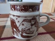 Four 1976 Taylor & Ng Mugs Garden of Eden, Horses, Elephants, Cats, Mice Hippies
